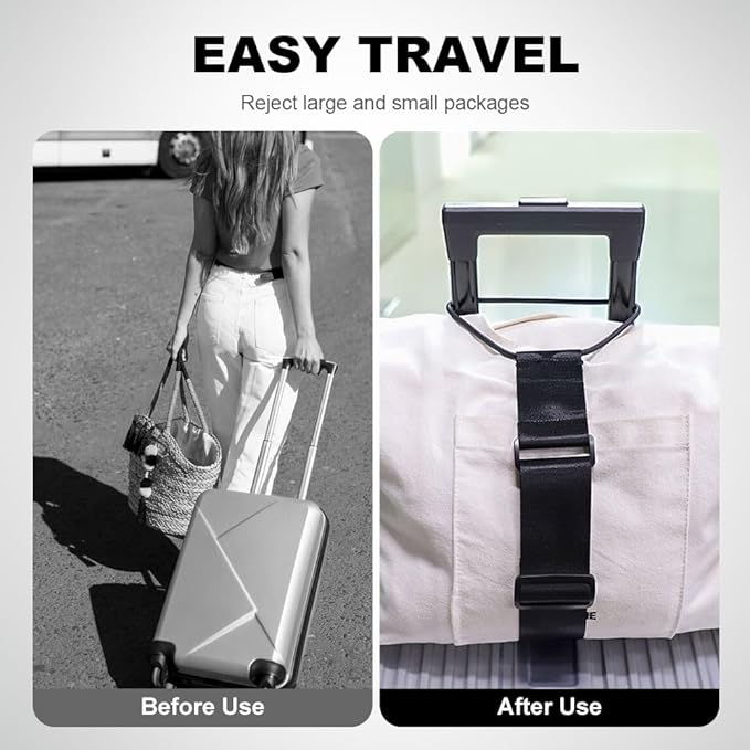 Multi Use Strong Adjustable Luggage Connector Straps, 2026 New Flexible and Adjustable Elastic Fastening Belt for Luggage Strap, Add a Bag Easy to Travel Suitcase (Black Iridescent 4Pcs)