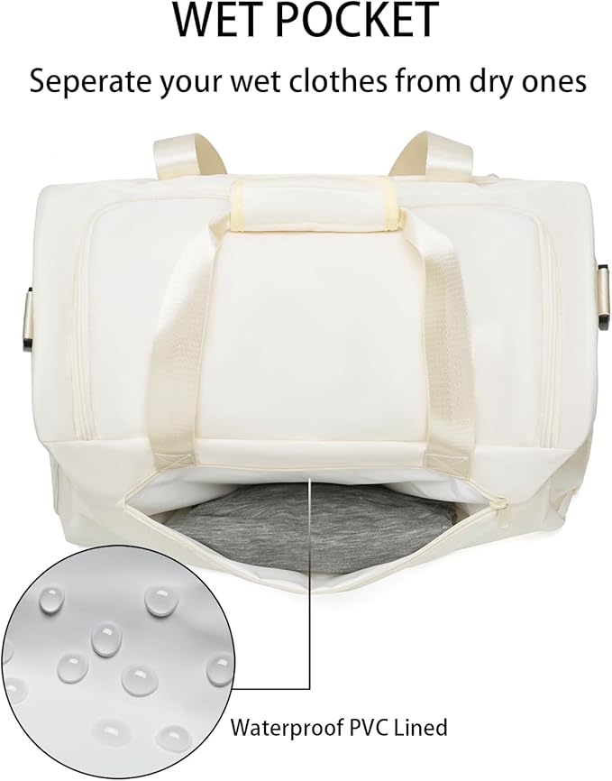 Gym Bag for Men Women, Sports Duffle Bags with Wet Pocket & Shoes Compartment, Water Resistant Overnight Duffel Bag