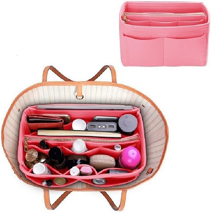 ZTUJO Purse Organizer Insert, Felt Bag Organizer with Metal Zipper, Handbag & Tote Shaper, For Speedy Neverfull Tote, 7 Sizes