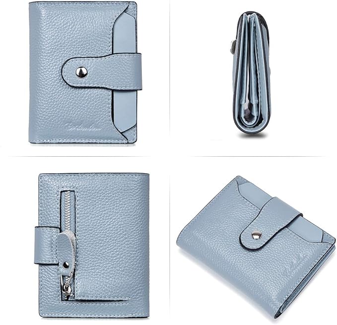 BOSTANTEN Women Leather Wallet RFID Blocking Small Bifold Zipper Pocket Wallet Card Case Purse with ID Window