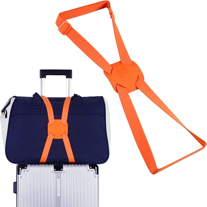 Luggage Straps Bag Bungees for Add a Bag Easy to Travel Suitcase Elastic Strap Belt (Orange, M-Orange)