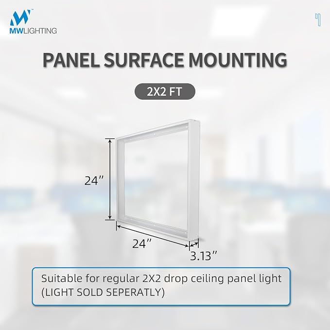 MW 4-Pack 2x2 Surface Mount Kit for LED Flat Panel Light-Aluminum Ceiling Frame for 24" x 24" x 3.13" , Good for Edge-Lit and Back Lit Panel