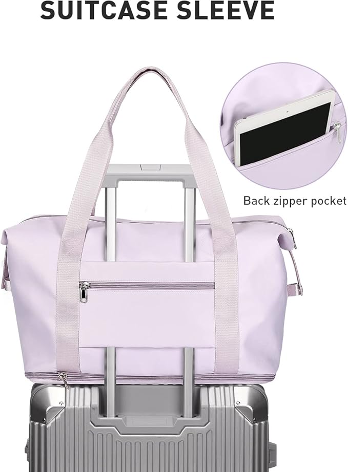 Travel Duffel Bag, Sports Tote Gym Bag, Shoulder Weekender Overnight Bag for Women