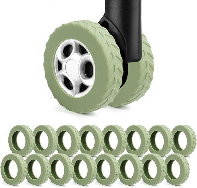 UMUST 16Pcs Luggage Wheel Covers,Silicone Cover for 2-2.4'' Suitcase Spinner Wheel, Upgrade Carry On Luggage Wheels Protector,Essential Travel Accessories (Green)
