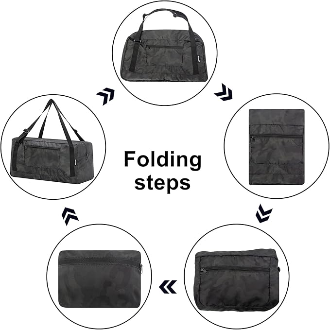 HOLYLUCK Foldable Travel Duffel Bag For Women & Men Luggage Great for Gym (midnight camo)