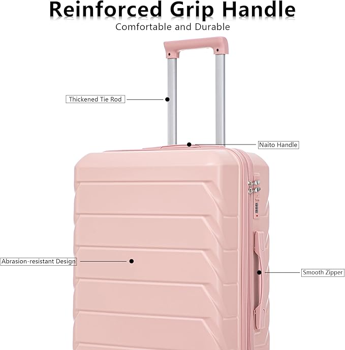 Luggage Set 3 Pcs, ABS Hard Shell Durable Lightweight, 360 Silent Spinner Wheels
