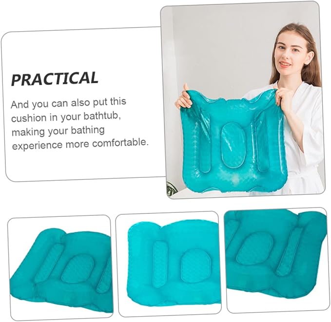 1pc Inflatable Bathtub Seat Cushion Suction Cup Water Injection Inflation Comfortable for Bathing