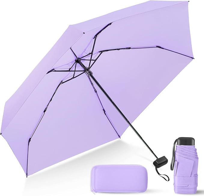 LEAGERA Compact Travel Umbrella with Case - Mini Umbrella for Purse, Small Lightweight &Tiny Design Perfect for Parasol Outdoor Sun&Rain Umbrellas