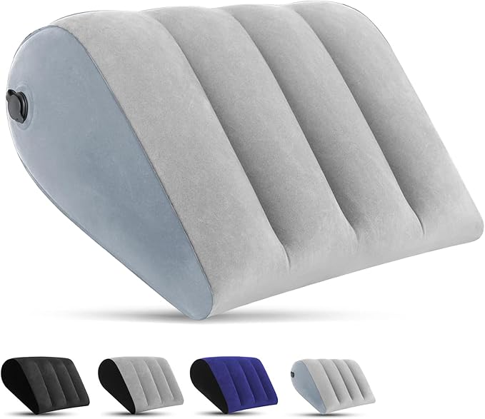 TheClover Inflatable Wedge Pillow for Acid Reflux & Snoring - Adjustable Height Bed Wedge Pillow, Portable PVC Wedge Cushions for Sleeping, Travel, Post Surgery Recovery, Back, Leg & Body Support