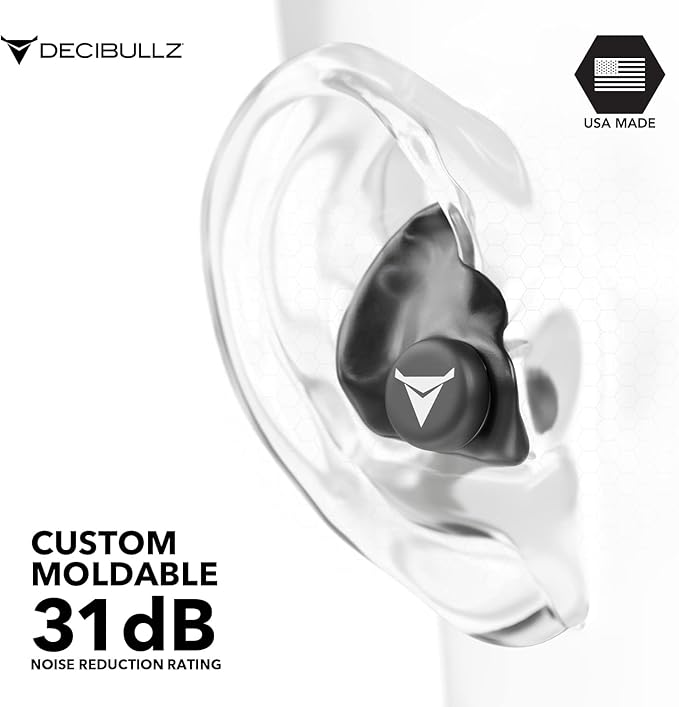Decibullz - Custom Molded Earplugs, 31dB Highest NRR, Comfortable Hearing Protection for Shooting, Travel, Work and Concerts