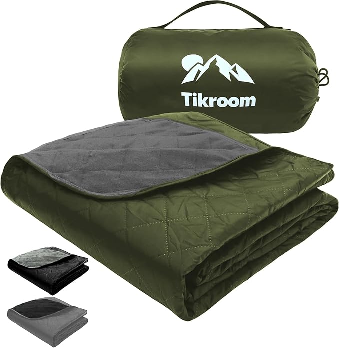 Large Waterproof Outdoor Camping Blanket, 80 x 58 inch Fleece Picnic Blankets Windproof Travel Stadium Blanket for Beaches Pets Car Camp Picnic Mat for Both Cold & Warm Weather