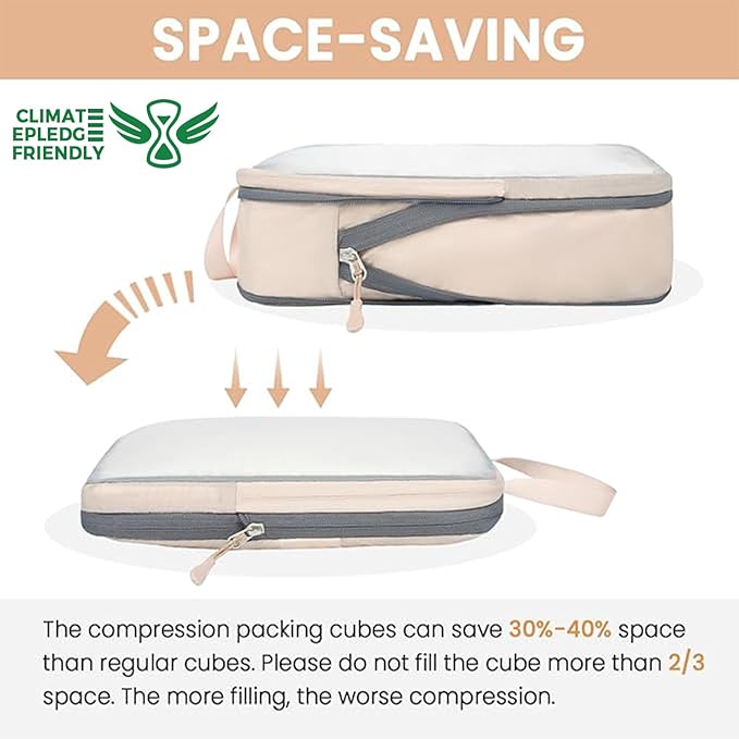BAGAIL 6 Set Ultralight Compression Packing Cubes Packing Organizer for Travel Accessories Luggage Suitcase Backpack
