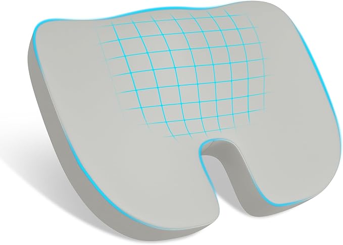 Memory Foam Cusion, Relief Pressure Seat Cusion for Office Chairs & Car Seat, Ergonomic Design Seat Cusion for Tailbone Pain Relief, Sciatica & Back Support