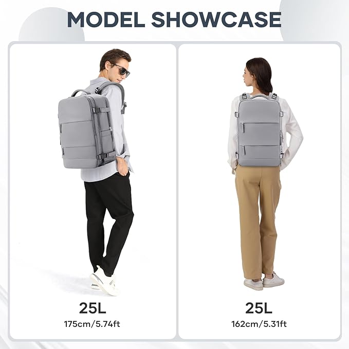 coowoz Travel Backpack For Women Men,Carry On Backpack,Hiking Backpack Waterproof Outdoor Sports Rucksack Casual Daypack Travel Essentials(Grey)
