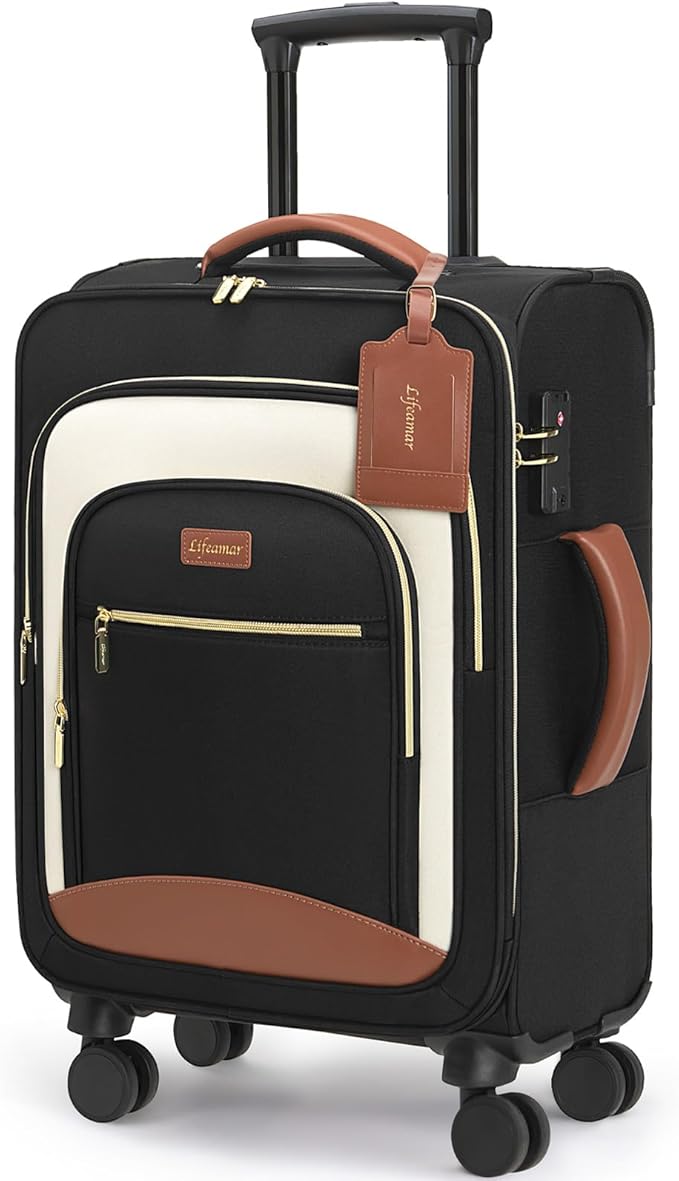 Carry On Luggage 22x14x9 Airline Approved, 20 Inch Softside Suitcase with 360° Spinner Wheels & TSA Lock, Ultra-Lightweight Water-Resistant Large Capacity Luggage for Women & Men