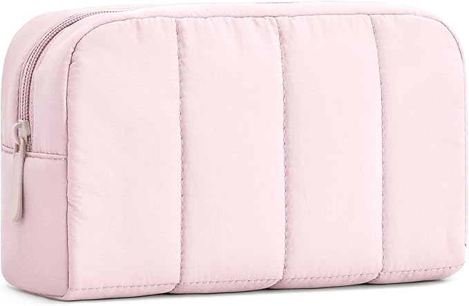 oscaurt Makeup Bag Cosmetic Bag Travel Toiletry Bag for Women Puffy Padded Cosmetic Pouch Purse Wide-open Makeup Organizer Case Travel Essentials
