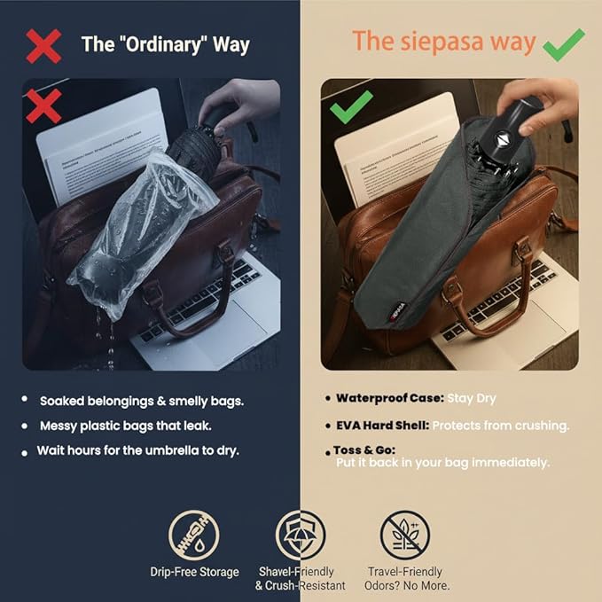 SIEPASA Compact Travel Umbrella - Windproof Auto Open/Close, Lightweight Folding Umbrella wIth Fiberglass Frame & Waterproof Canopy. Fits Backpack/Purse. (Garden Butterfly)