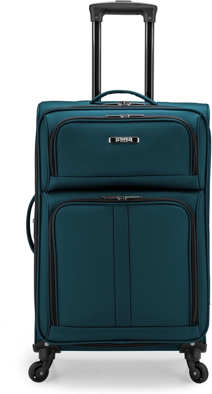 U.S. Traveler Anzio Softside Expandable Luggage with Spinner Wheels, Teal, 26-Inch Medium