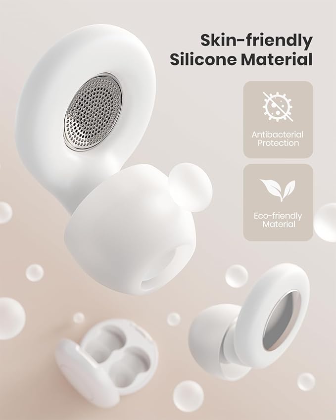 Ear Plugs for Sleeping Noise Cancelling, Reusable Silicone Ear Plugs for Noise Reduction with 8 Ear Tips, Earplugs for Sleep, Concerts, Travel, Snoring (White, One Size)