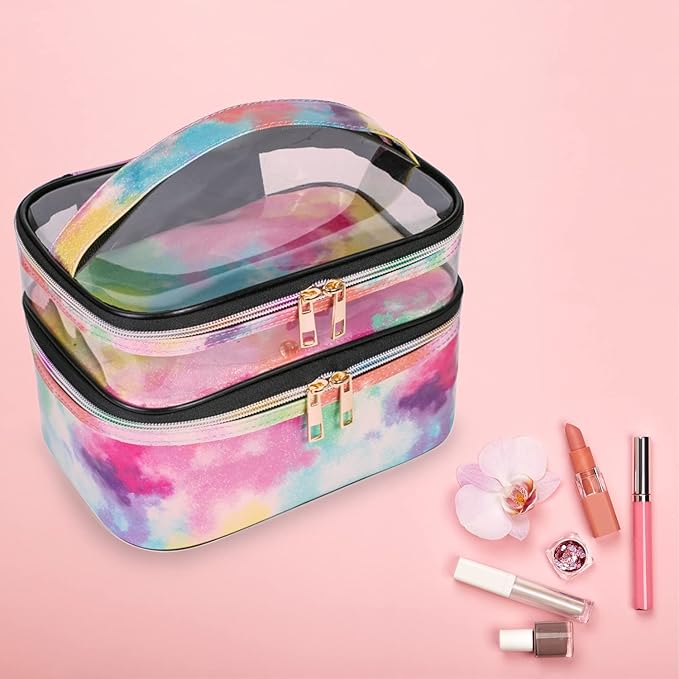 Cosmetic Bag Makeup Bag Travel Cosmetic Bags for Women Makeup bags Cases Portable Waterproof Foldable (Tie-Dye)