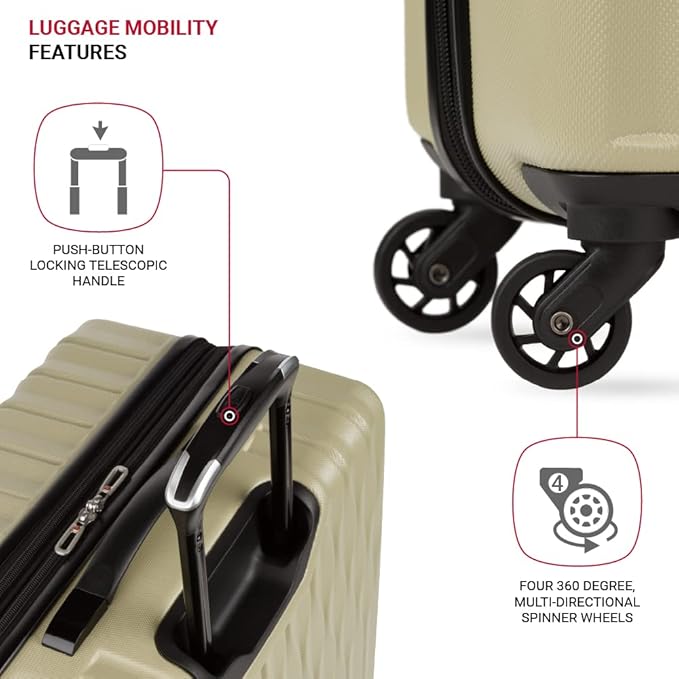 SwissGear 8018 Expandable Luggage, Hard Shell Large Luggage with Spinner Wheels