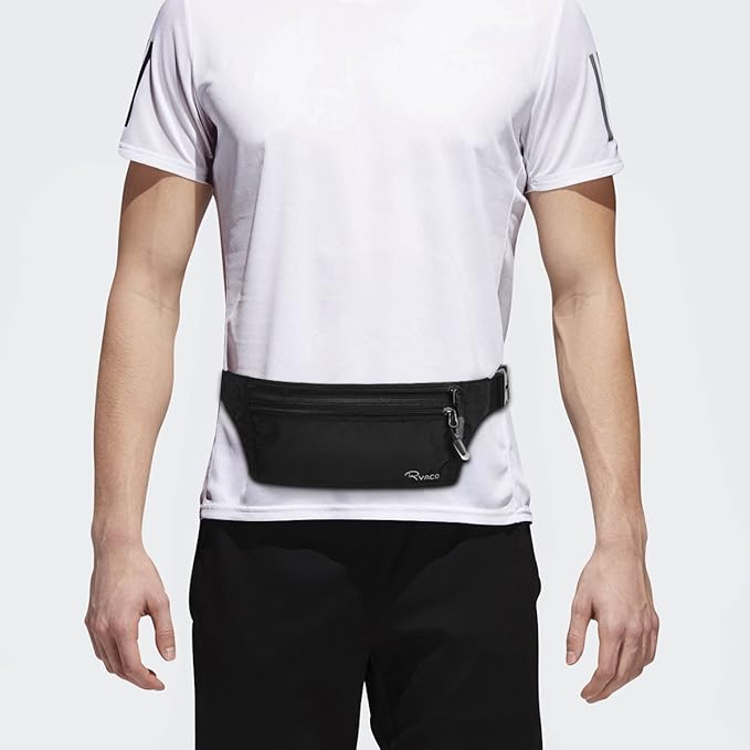Ryaco Money Belt, Slim Passport Holder RFID Blocking Hidden Wallet Travel Essentials Pouch for Women Men With Adjustable Strap Waist Bag to Protect Cash, Credit Cards and Documents
