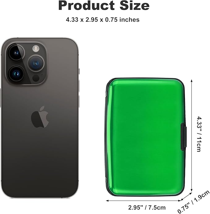 ELFISH Mini RFID Aluminum Wallet Credit Cards Holder Business Card Case Metal ID Case for Men Women (Green)