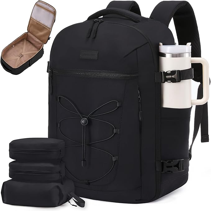 LOVEVOOK Travel Backpack,50L Carry On Backpack Large Fits 18" Laptop,TSA Personal Item Travel Bag with 3 Packing Cubes,Water Resistant Laptop Bag Travel Essentials for Weekender Business Hiking