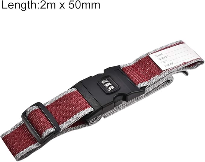 uxcell Luggage Straps Suitcase Belts with Buckle, Combination Lock, 2Mx5cm Adjustable PP Travel Packing Accessories, Red Gray 4Pcs