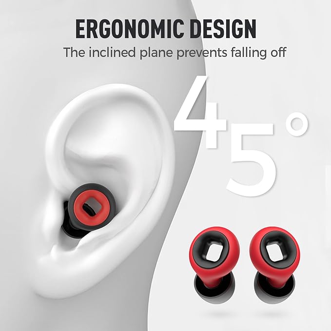 Motorcycle Ear Plugs Wind Noise,45db Moto Earplugs Riding,Motorcycle Hearing Protection,Reusable Wind Noise Cancelling Earplug for Motorbike,Touring,Racing,Riding,Sleep,Concerts (Black and Red)