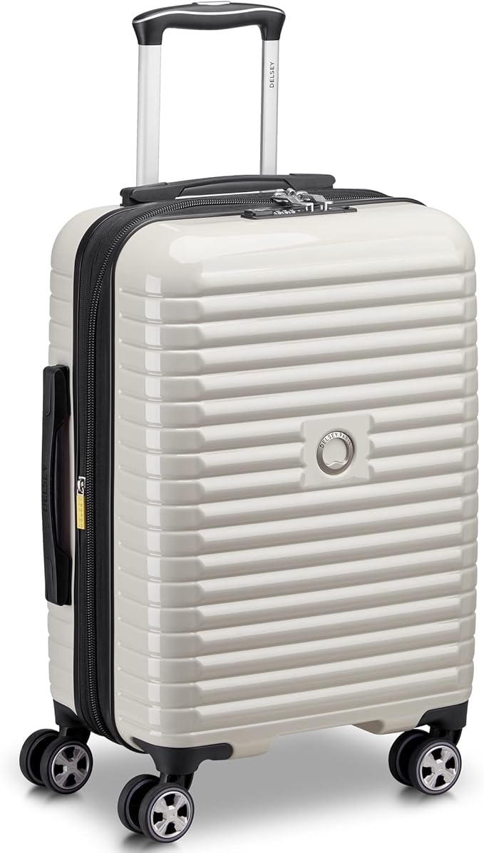DELSEY PARIS Cruise 3.0 Hardside Expandable Luggage with Spinner Wheels, Glossy Ivory, Carry on 20 Inch