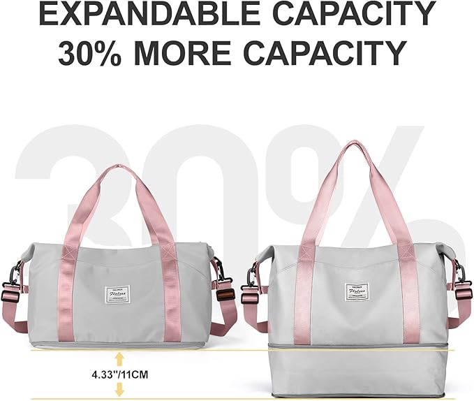 Travel Duffel Bag, Sports Tote Gym Bag, Shoulder Weekender Overnight Bag for Women