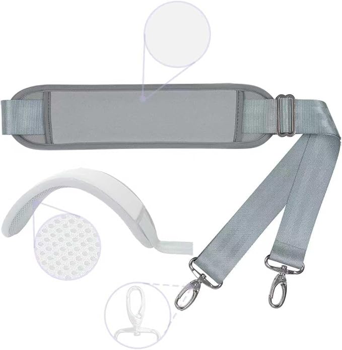 60 Inch Shoulder Strap with Removable Ultra-Thick Pad，Adjustable Buckles and Metal Hooks
