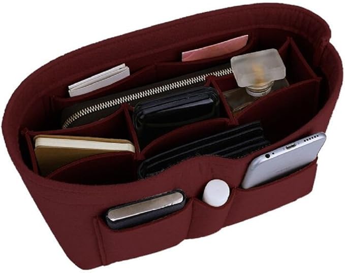 ZTUJO Purse Organizer Insert, Felt Bag Organizer For Handbag Purse Organizer,13 Colors, 6 Size (Medium, Wine Red)