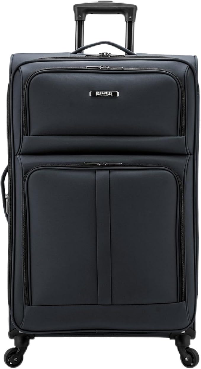 U.S. Traveler Anzio Softside Expandable Luggage with Spinner Wheels, Dark Grey, 30-Inch Large
