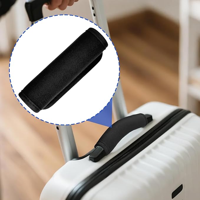 6 Pack Luggage Handle Wrap for Suitcase Luggage Tags Bright Soft Suitcase Identifiers Luggage Handle Covers Travel Accessories, Black