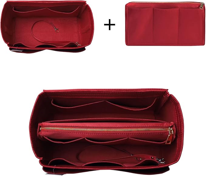ZTUJO Purse Organizer Insert, Felt Bag Organizer with Metal Zipper, Handbag & Tote Shaper, For Speedy Neverfull Tote, 7 Sizes