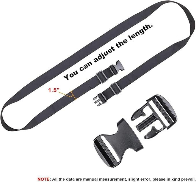 MAGARROW 1.5" Utility Luggage Straps with Buckle Adjustable, 4-Pack (Black, 1.5 in x 3.2 ft)