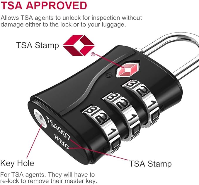 ZHEGE TSA Locks for Luggage, 3 Dial Zipper Travel Lock with Cable (30 in) for Suitcase, Backpack, Baggage (Rose Gold, 2 Pack)