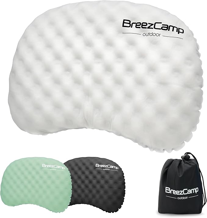 Ultralight Inflatable Camping Pillow with Soft Cover, Compact Compressible Portable Travel Air Pillow, Blow Up Camp Pillows for Outdoor Camp Sport Hiking Backpacking Travel Essential White