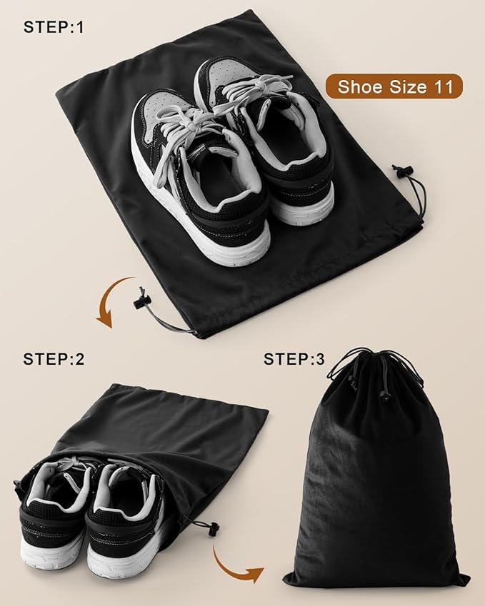 FantasyLife Shoe Bags for Travel, 17.3"x12.6" Washable Dust Bags for Storage & Packing, Flannel Shoe Pouch with Drawstring Closure for Purses, Handbags, Shoes & Toys (2, Black Beauty)