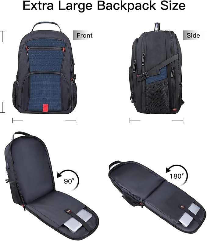 ANTERK Laptop Backpack, 18.4 Inch Laptop Backpacks for Men Women, 55L Anti Theft Water Resistant College Bussiness TSA Airline Approved Work Computer Backpack, Blue
