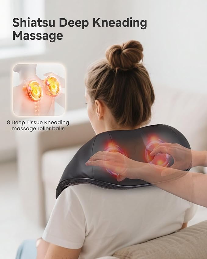 Snailax Shiatsu Back Neck Massager with Heat, Neck Shoulder Massager, Deep Kneading Massager Gifts for Mom, Dad, Mothers Day,Gifts Christmas Presents for Her,Him
