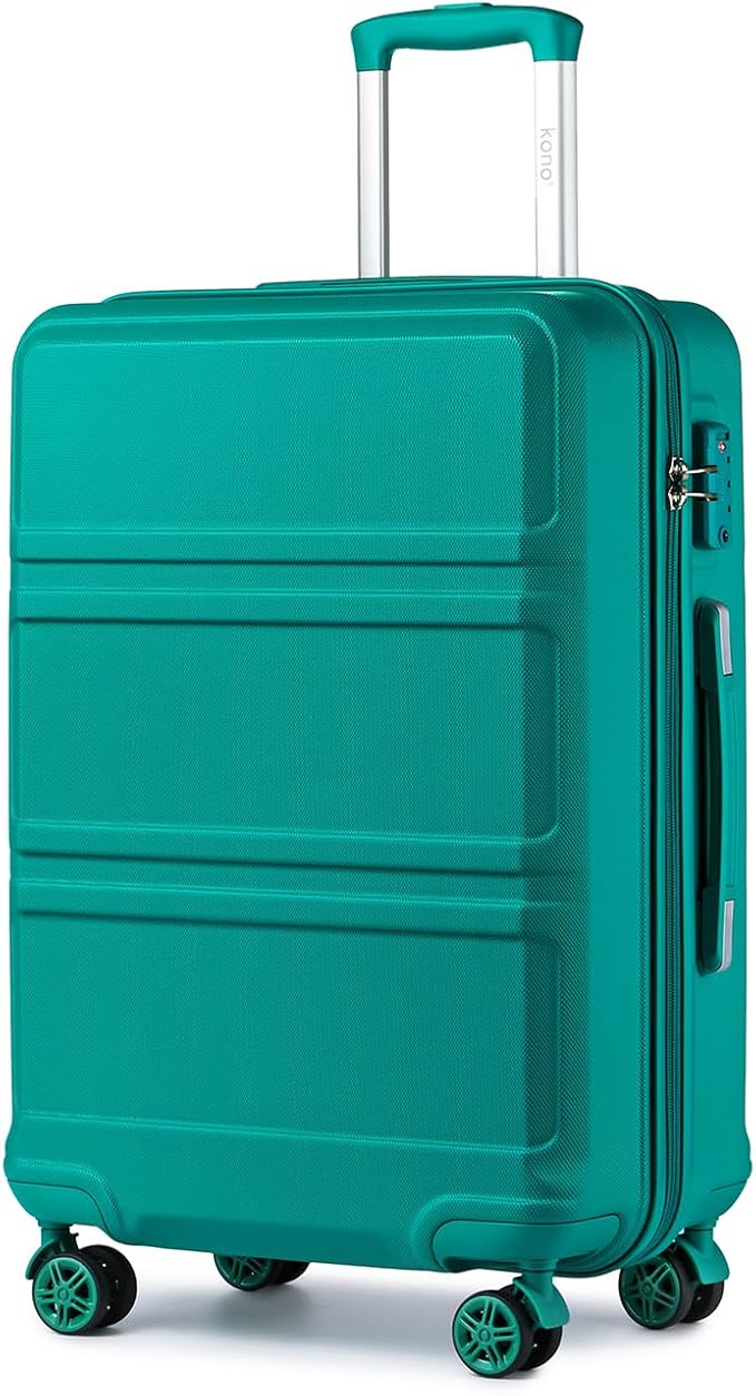 Kono 24 Inch Luggage Suitcase with Spinner Wheels TSA Lock Lightweight PC+ABS Hardside Medium Checked Luggage Durable Rolling Suitcase Turquoise