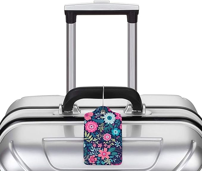 Tropical Flower 2 Pcs Luggage Tags, Privacy Cover Id Label with Stainless Steel Loop and Address Card for Suitcases & Travel Bags