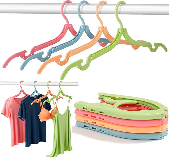 12Pcs Travel Hangers Foldable Portable Plastic Hangers Folding Clothes Hangers Space Saving Clothes Hangers for Business Trip Travel