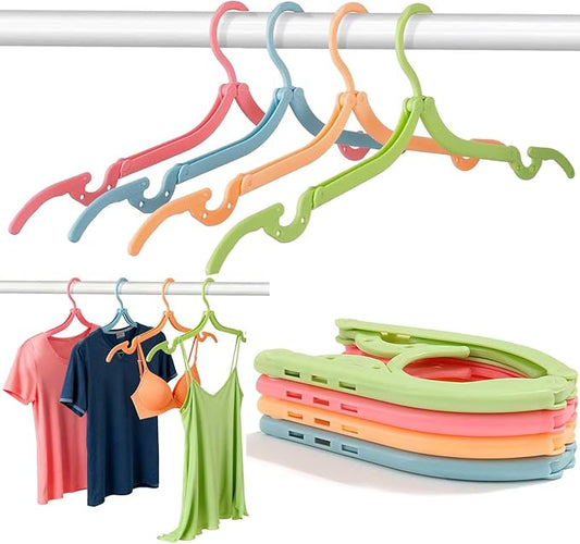 12Pcs Travel Hangers Foldable Portable Plastic Hangers Folding Clothes Hangers Space Saving Clothes Hangers for Business Trip Travel