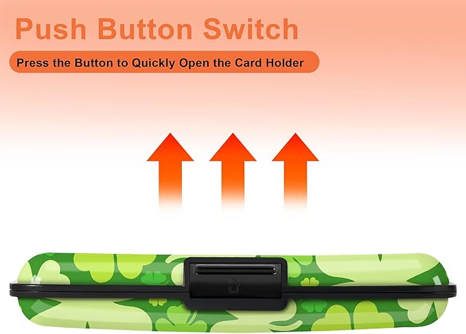 Mayski Credit Card Holder, RFID Blocking, Aluminum Alloy Hard Case, Small Mini Business Metal Wallet for Women Men, Lucky Clover