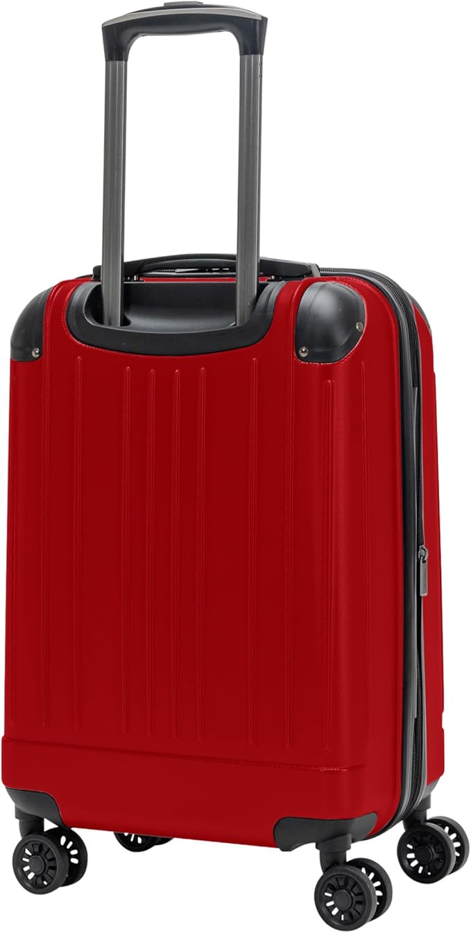 Flying Axis Collection Lightweight Hardside Expandable 8-Wheel Spinner Luggage, Cherry Red, 20-Inch Checked