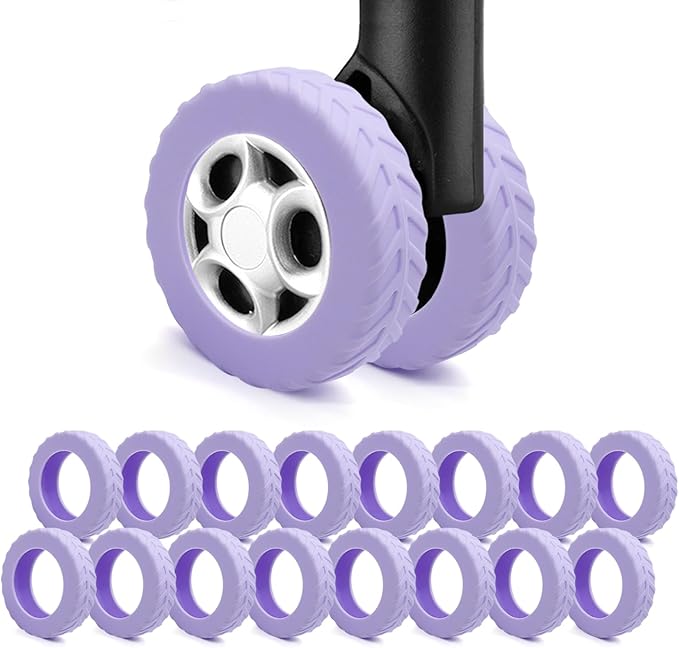 UMUST 16Pcs Luggage Wheel Covers,Silicone Cover for 2-2.4'' Suitcase Spinner Wheel, Upgrade Carry On Luggage Wheels Protector,Essential Travel Accessories (Purple)